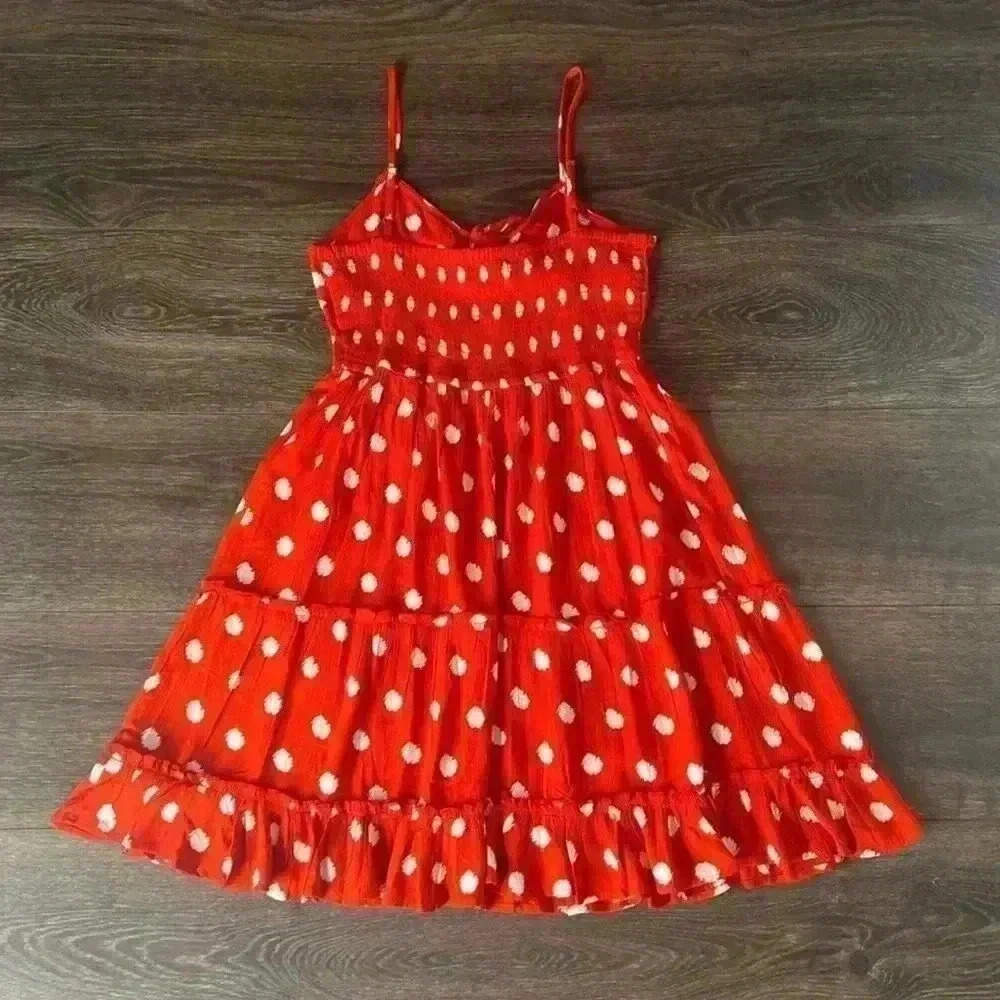 Band of Gypsies Ruffle Polka Dot Sweetheart Mini Sun Dress in Red, Medium NWT - Picture 6 of 13